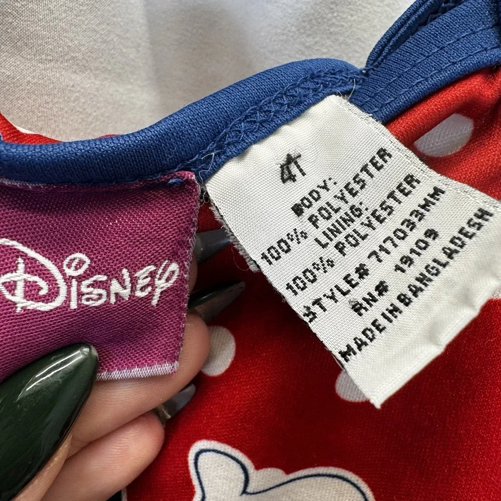 Disney Store Girls Minnie Mouse Polka Dot Swimsuit with Skirted Bottom Red‎ Navy